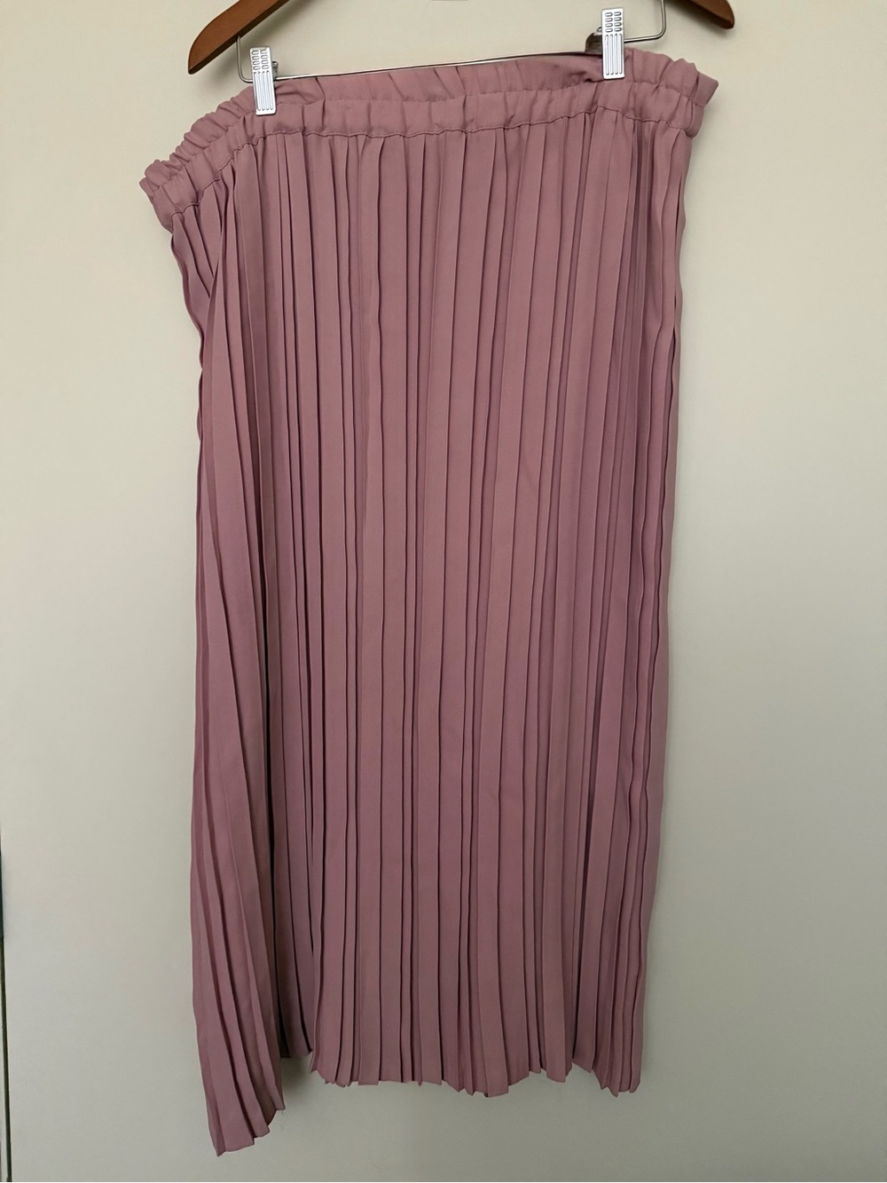 Vintage handmade Accodian Pleated Eastic Wast Midi Dress Dusty Rose L/XL As-is